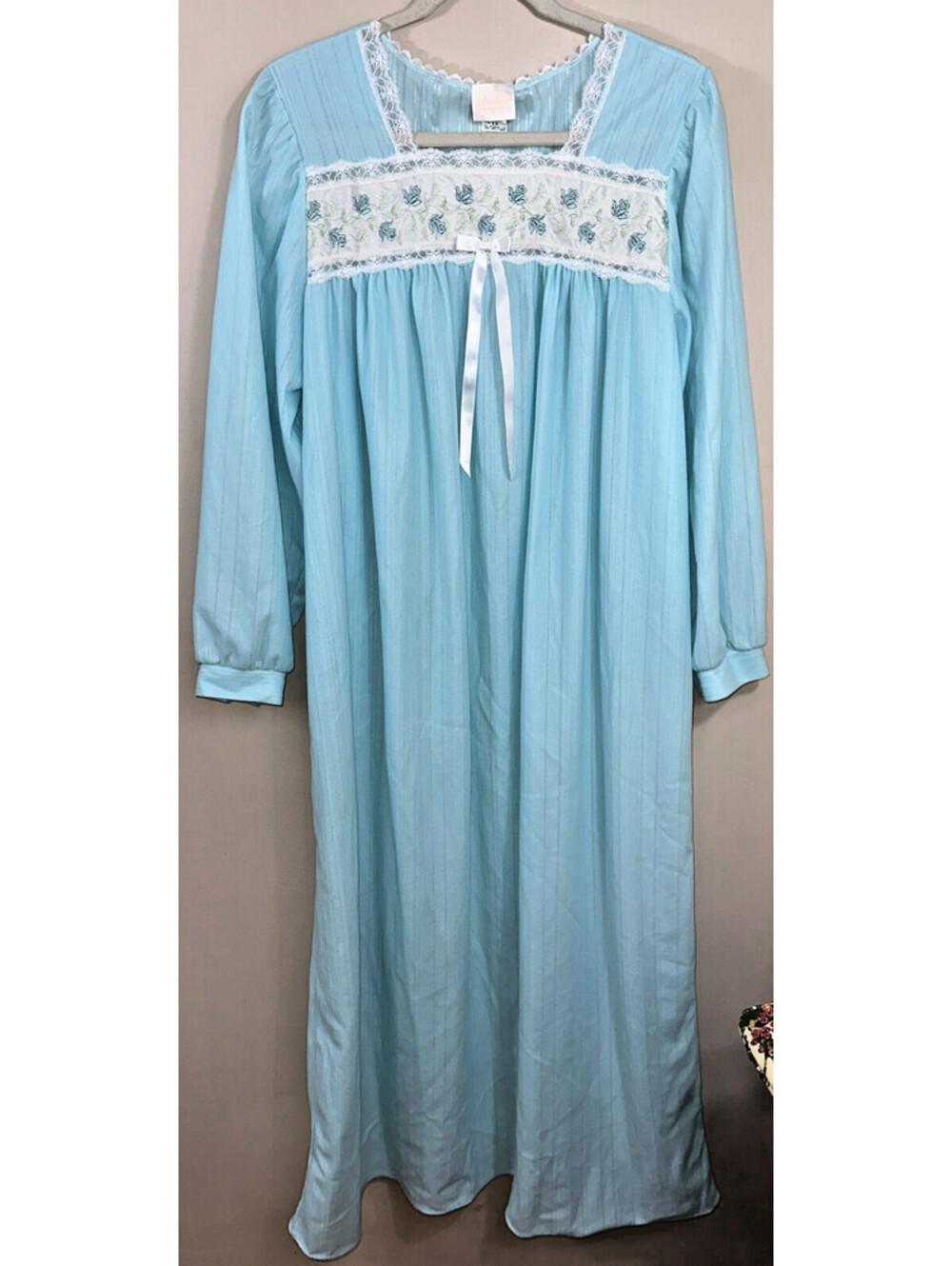 Vintage Penney's ADONNA Lingerie Blue Nightgown Size 1X Romantic Cottage Core
